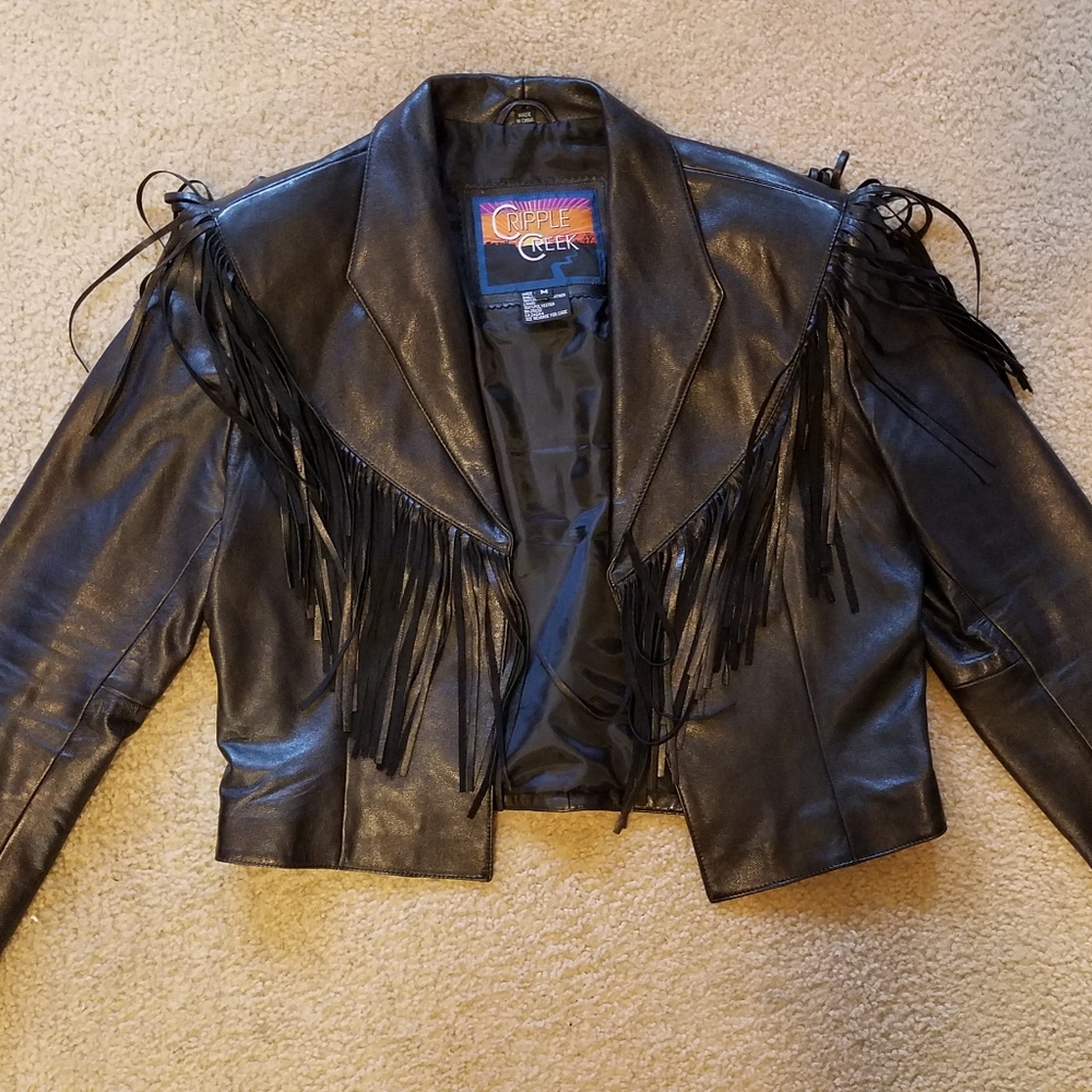 Ladies black leather jacket